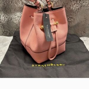 Strathberry Pink Crossbody Bag with Gold Hardware
